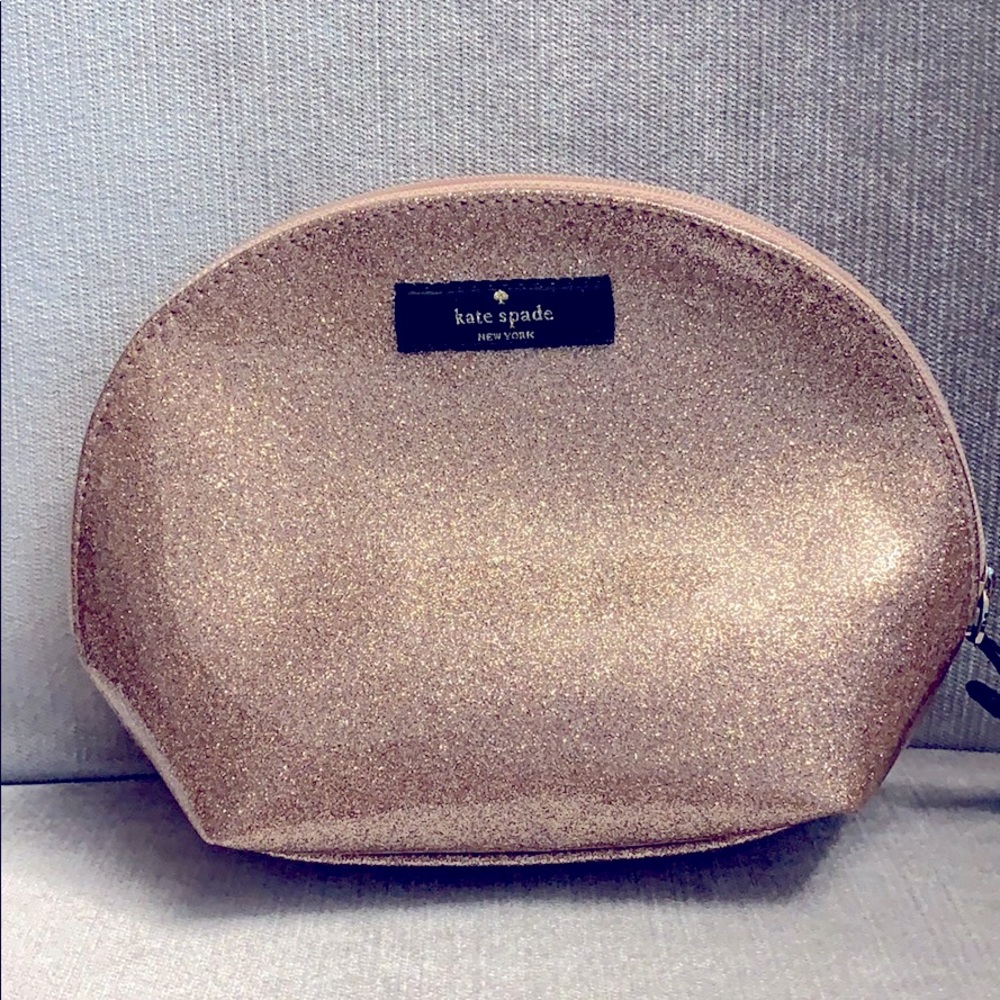 Kate Spade Shimmer Cosmetic Pouch in Rose Gold